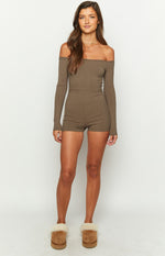 Raleigh Brown Long Sleeve Playsuit Image