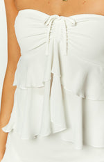 Raleigh White Ruffle Strapless Top Image