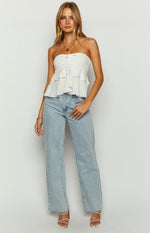 Raleigh White Ruffle Strapless Top Image