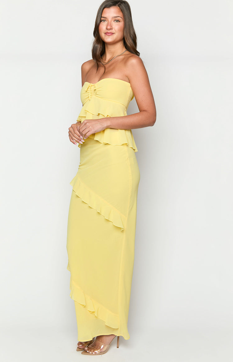 Raleigh Yellow Ruffle Maxi Skirt Image