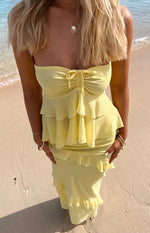 Raleigh Yellow Ruffle Strapless Top Image