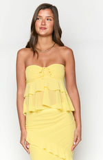 Raleigh Yellow Ruffle Strapless Top Image