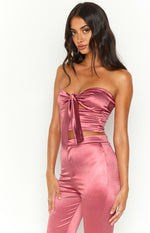 Raynah Pink Strapless Tie Front Top Image