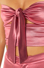 Raynah Pink Strapless Tie Front Top Image