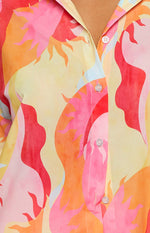 Rays Pink Sun Print Short Sleeve Button Up Shirt Image