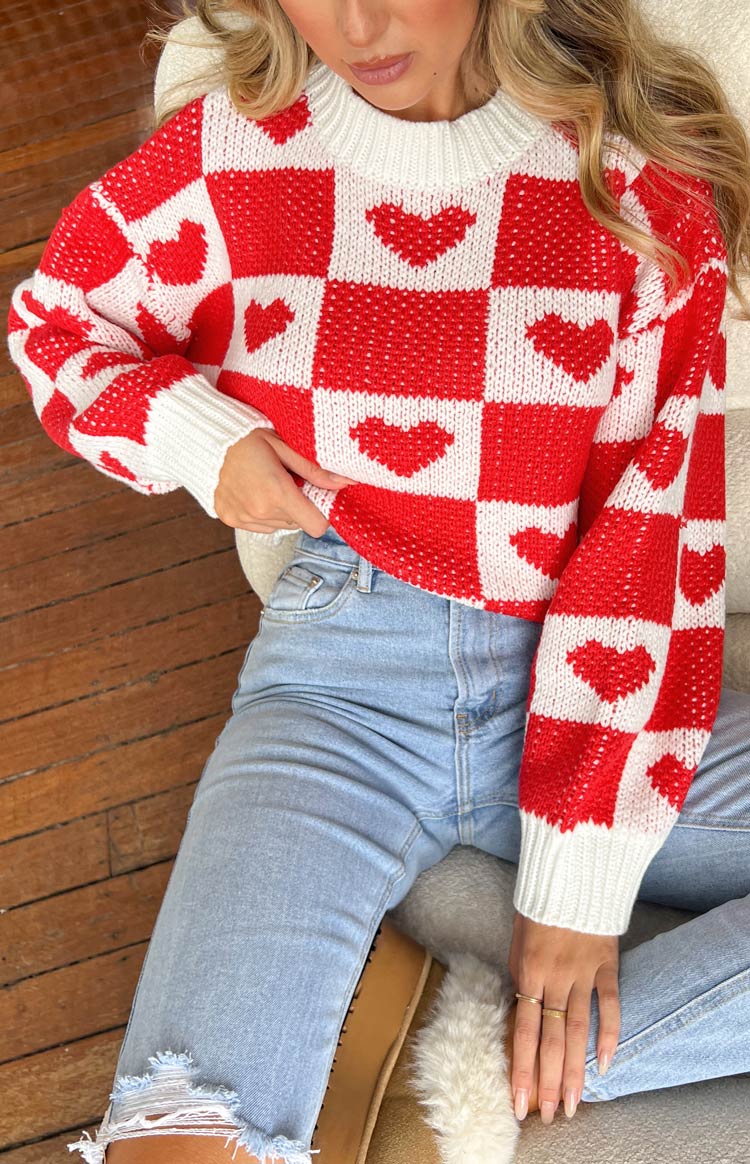 Red Heart Patchwork Jumper Image