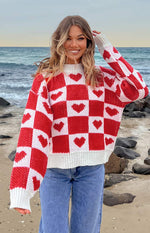 Red Heart Patchwork Jumper Image