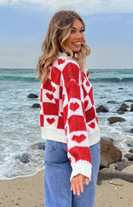 Red Heart Patchwork Jumper Image