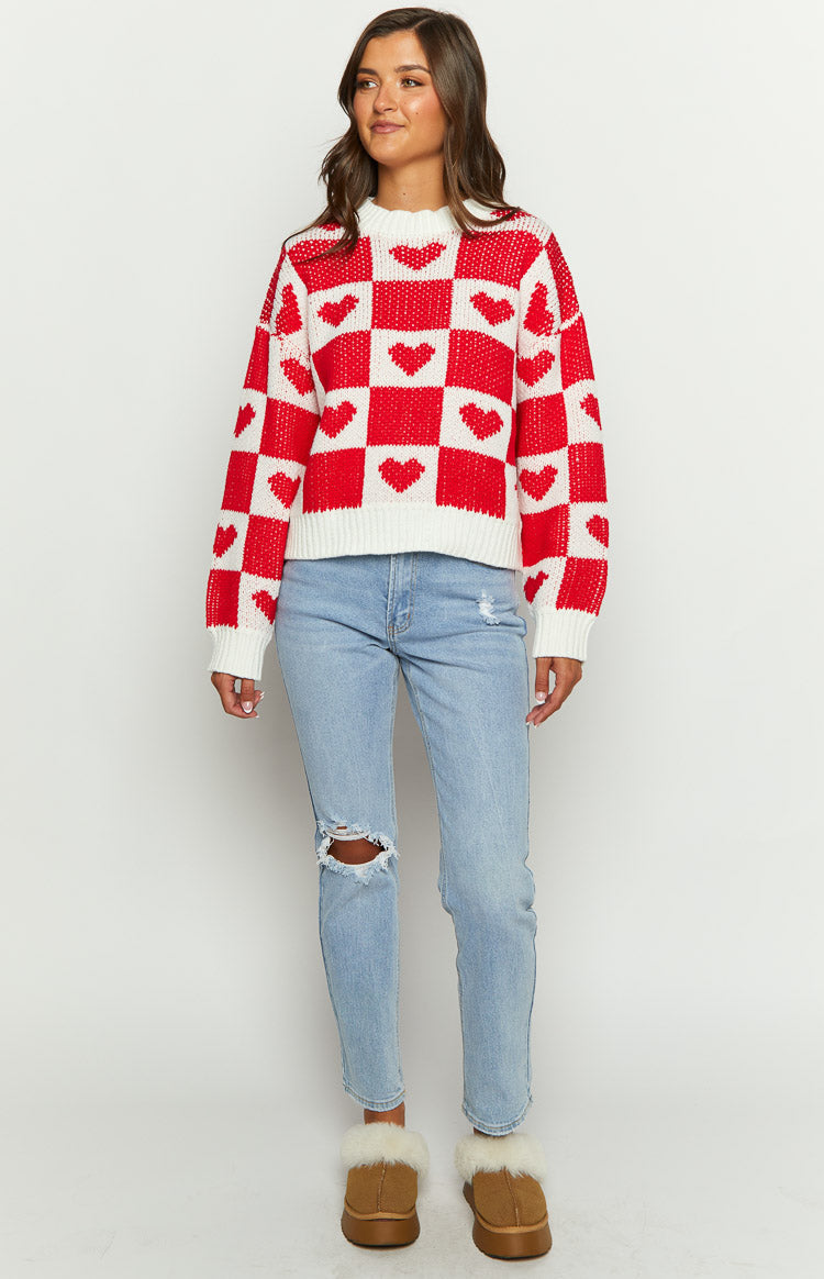 Red Heart Patchwork Jumper Image