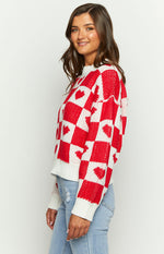 Red Heart Patchwork Jumper Image