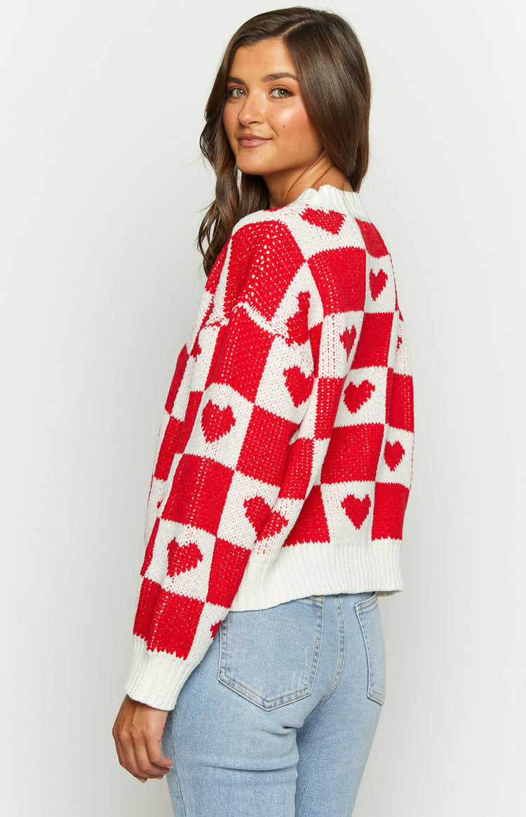 Red Heart Patchwork Jumper Image