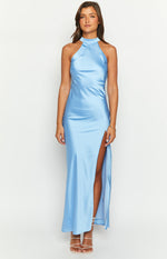 Reese Blue Satin Maxi Dress Image