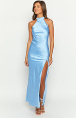 Reese Blue Satin Maxi Dress Image