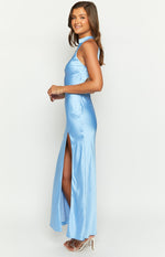 Reese Blue Satin Maxi Dress Image