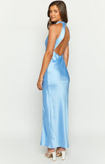 Reese Blue Satin Maxi Dress Image