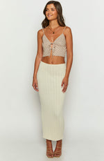 Renee Beige Tie Up Crop Top Image