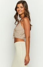 Renee Beige Tie Up Crop Top Image