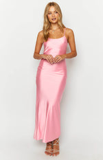 Renesmee Pink Satin Maxi Dress Image