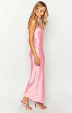 Renesmee Pink Satin Maxi Dress Image