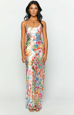 Renesmee Satin Summer Print Maxi Dress Image