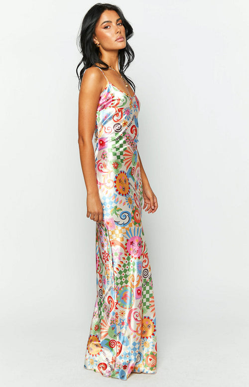 Renesmee Satin Summer Print Maxi Dress#N# #N# #N# #N# – Beginning ...