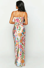 Renesmee Satin Summer Print Maxi Dress Image