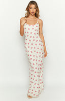 Renesmee White Floral Chiffon Maxi Dress