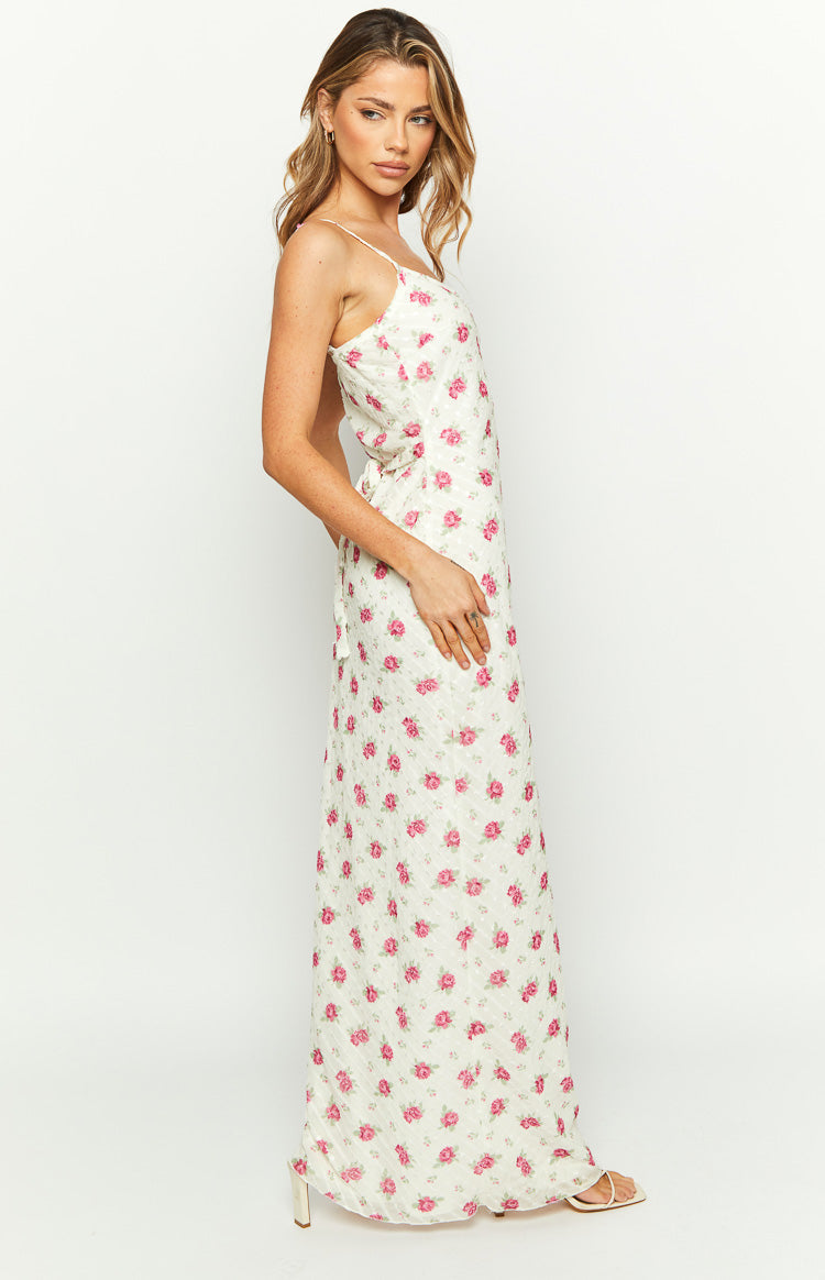 Renesmee White Floral Chiffon Maxi Dress Image