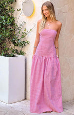 Angela Red Gingham Maxi Dress Image