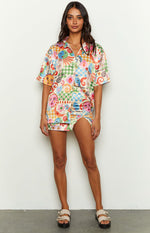 Resort Summer Print Satin Shirt Image