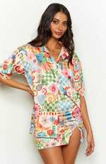 Resort Summer Print Satin Shirt Image