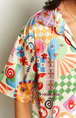 Resort Summer Print Satin Shirt Image