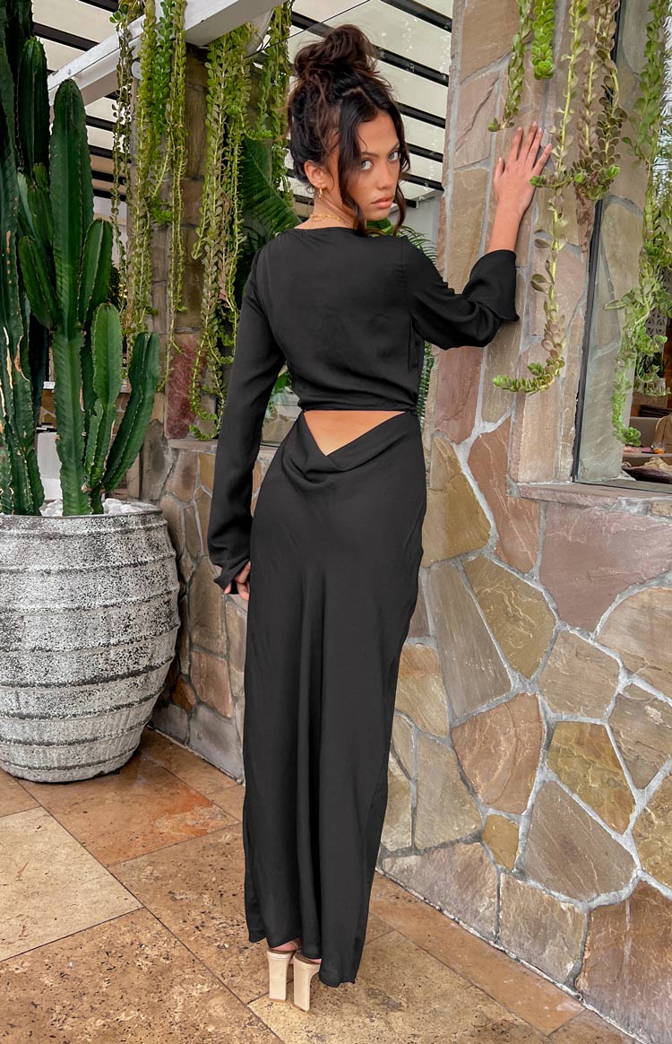 Reyna Black Long Sleeve Maxi Dress Image