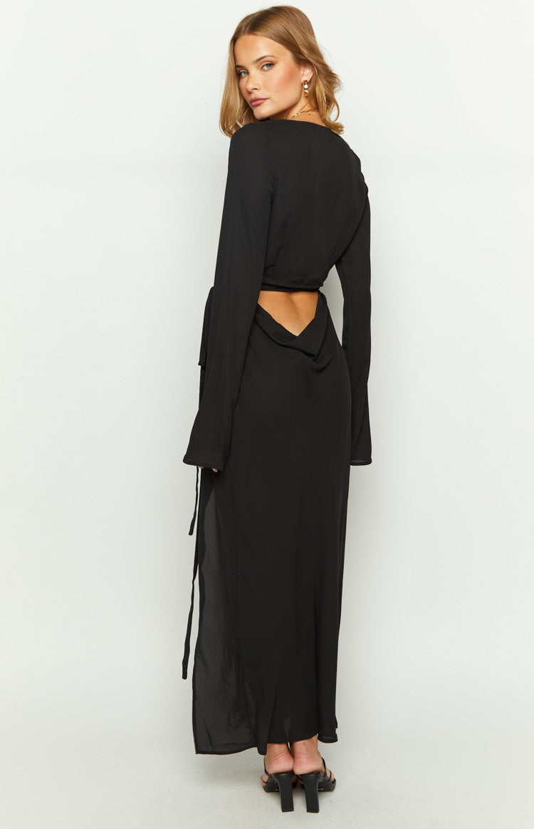 Reyna Black Long Sleeve Maxi Dress Image