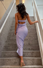 Rhea Purple Satin Strapless Maxi Dress Image