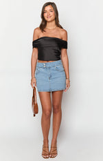 Ria Light Wash Denim Mini Skirt Image