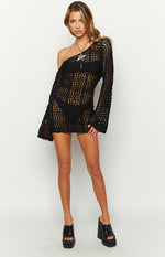 Riga Black Long Sleeve Mini Dress Image