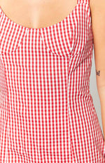 Rihanna Red Check Mini Dress Image