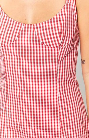 Rihanna Red Check Mini Dress