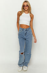 Robin Mid Blue Wide Leg Denim Jeans Image