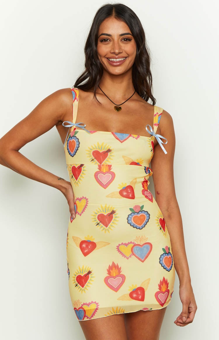 Romeo Yellow Print Mini Dress Image