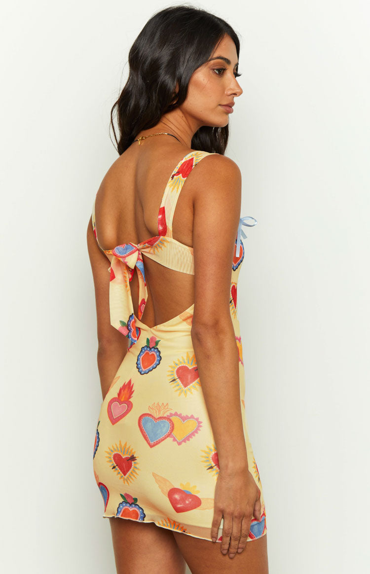 Romeo Yellow Print Mini Dress Image