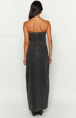 Romey Black Denim Strapless Maxi Dress Image