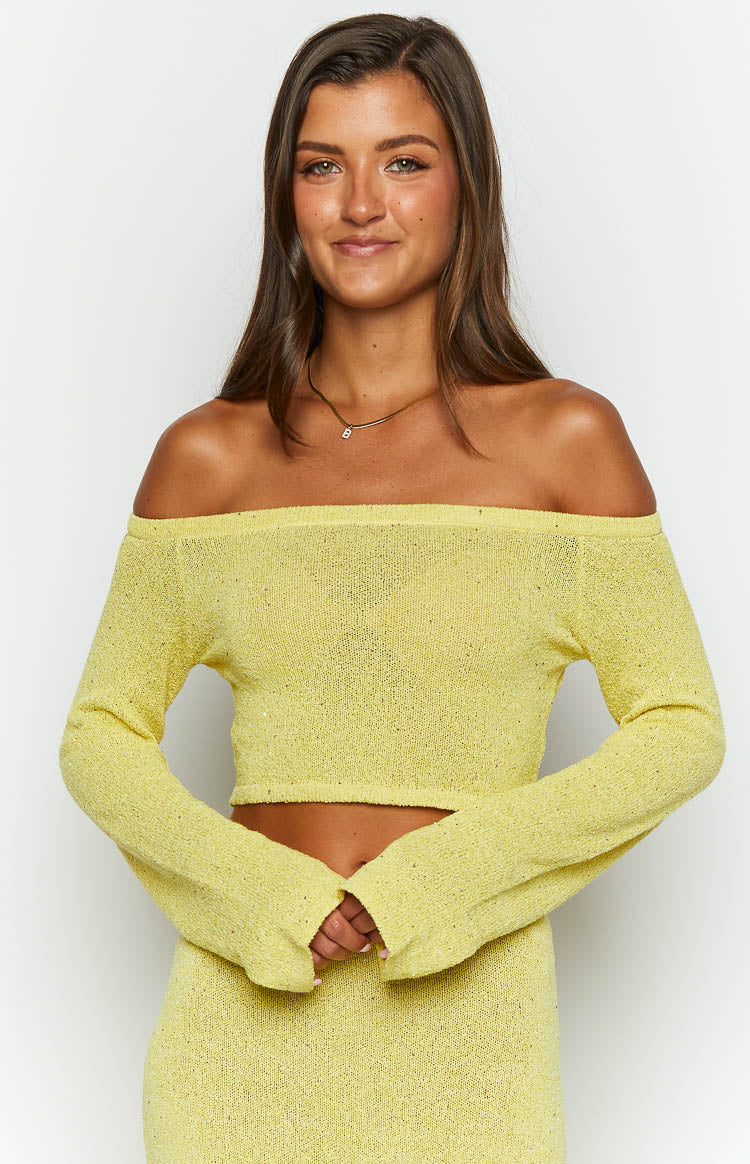 Romie Yellow Knit Long Sleeve Top Image