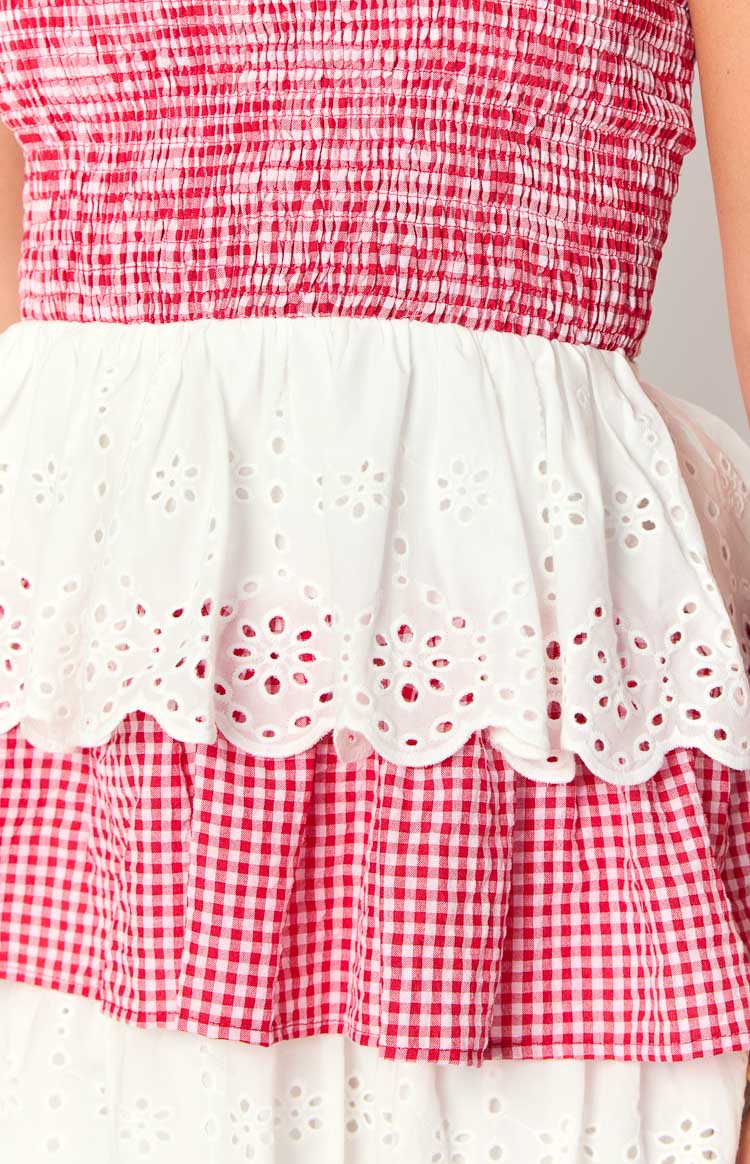 Rosealie Red And White Strapless Mini Dress Image