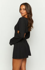 Rowan Long Sleeve Black Mini Dress Image