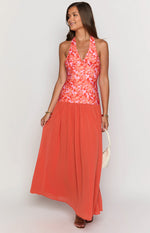 Roxanne Orange Floral Maxi Dress Image