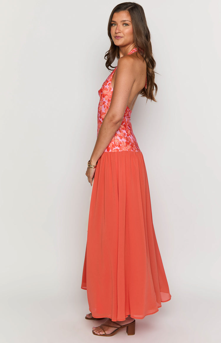 Roxanne Orange Floral Maxi Dress Image