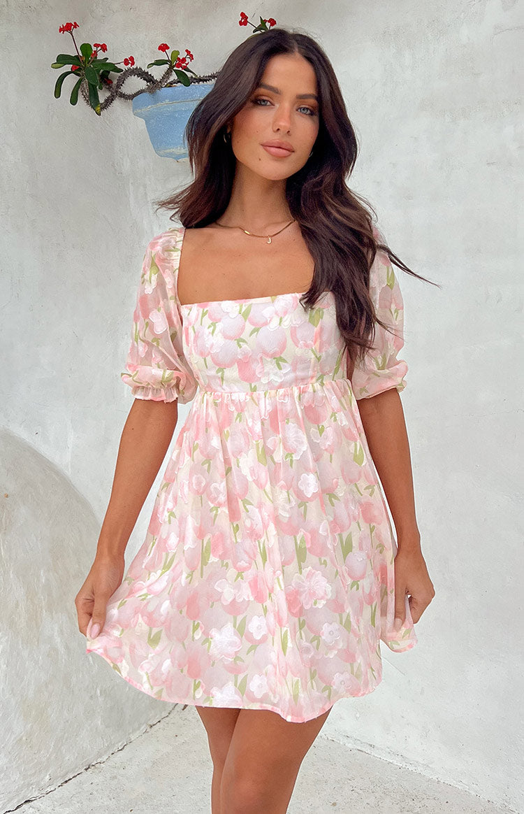 Rubi Pink Floral Babydoll Mini Dress Image