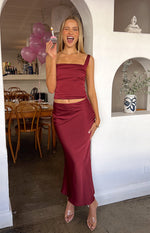 Ryland Burgundy Maxi Skirt Image